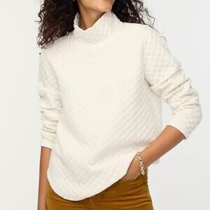 NWT J. Crew Factory Quilted Mockneck Pullover Sweatshirt In Ivory Size 2XL
